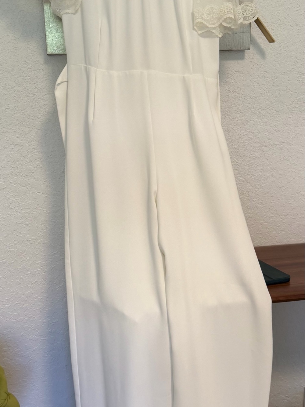 CeCe White Polka-Dot Sheer Overlay jumpsuit - Picture 4 of 6